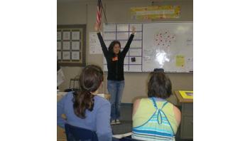 In one lesson, a teacher demonstrated how plants use their leaves to gather sunlight