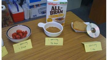 Participants learned about the serving sizes of different foods