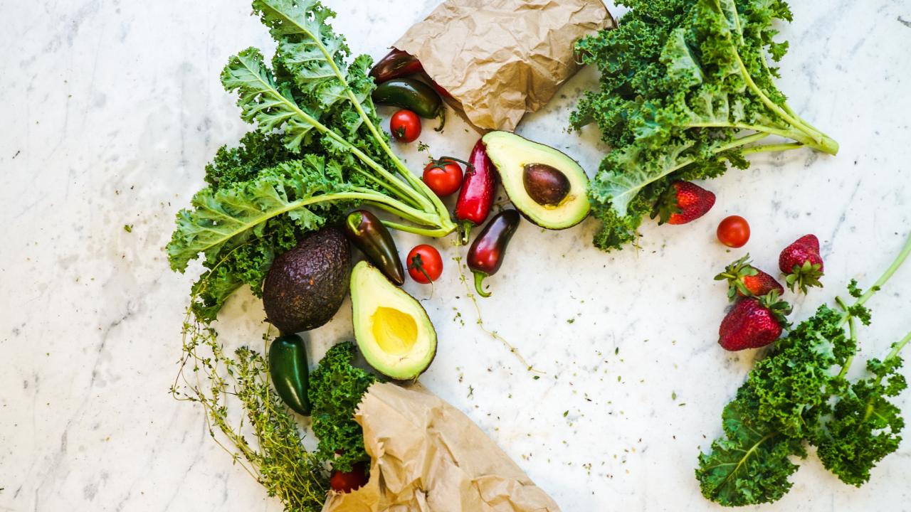 Close up of fruits and vegetables