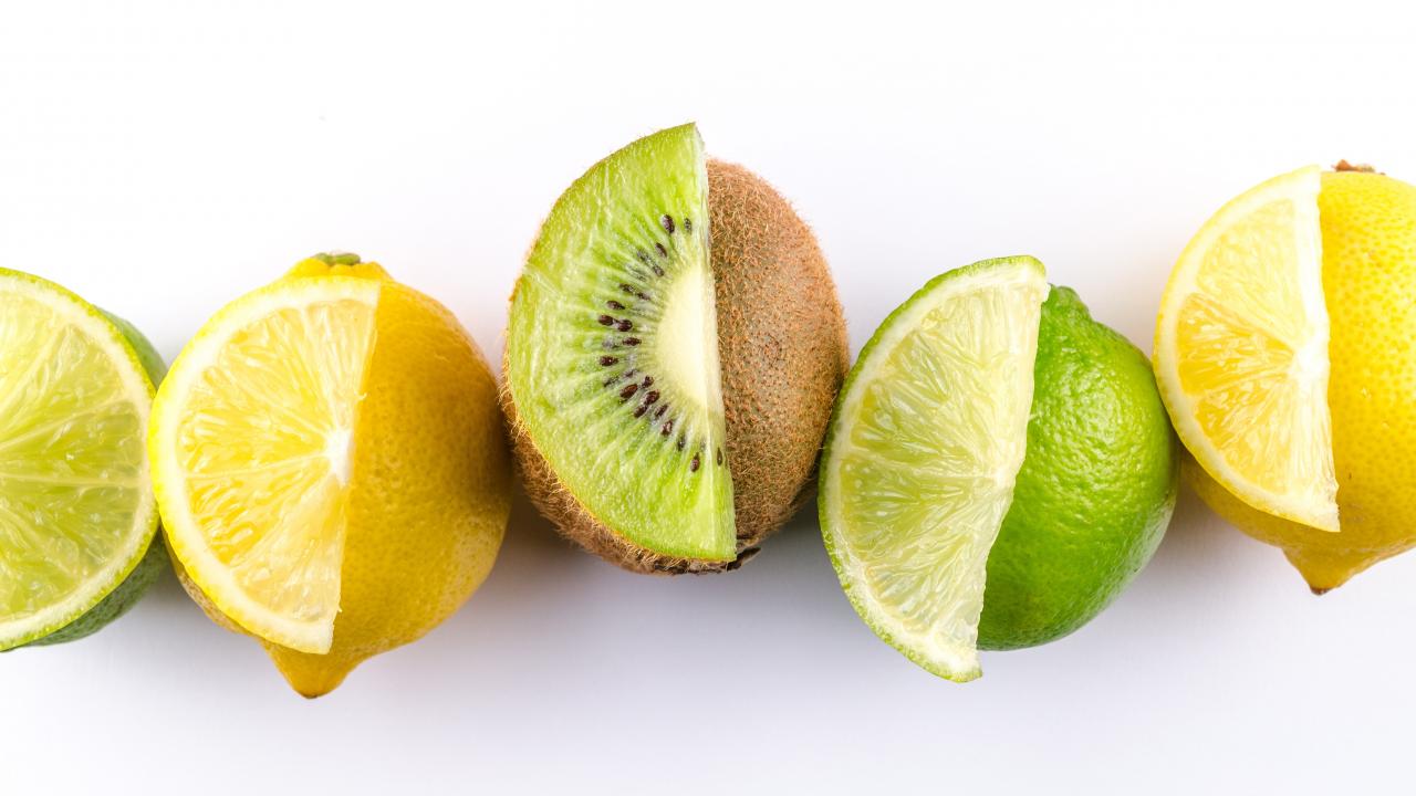 kiwi, lemon, and lime