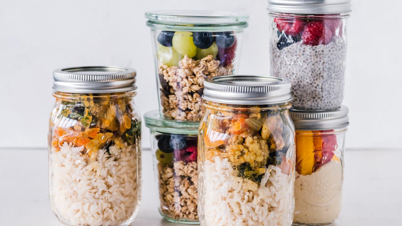 packed meals in jars