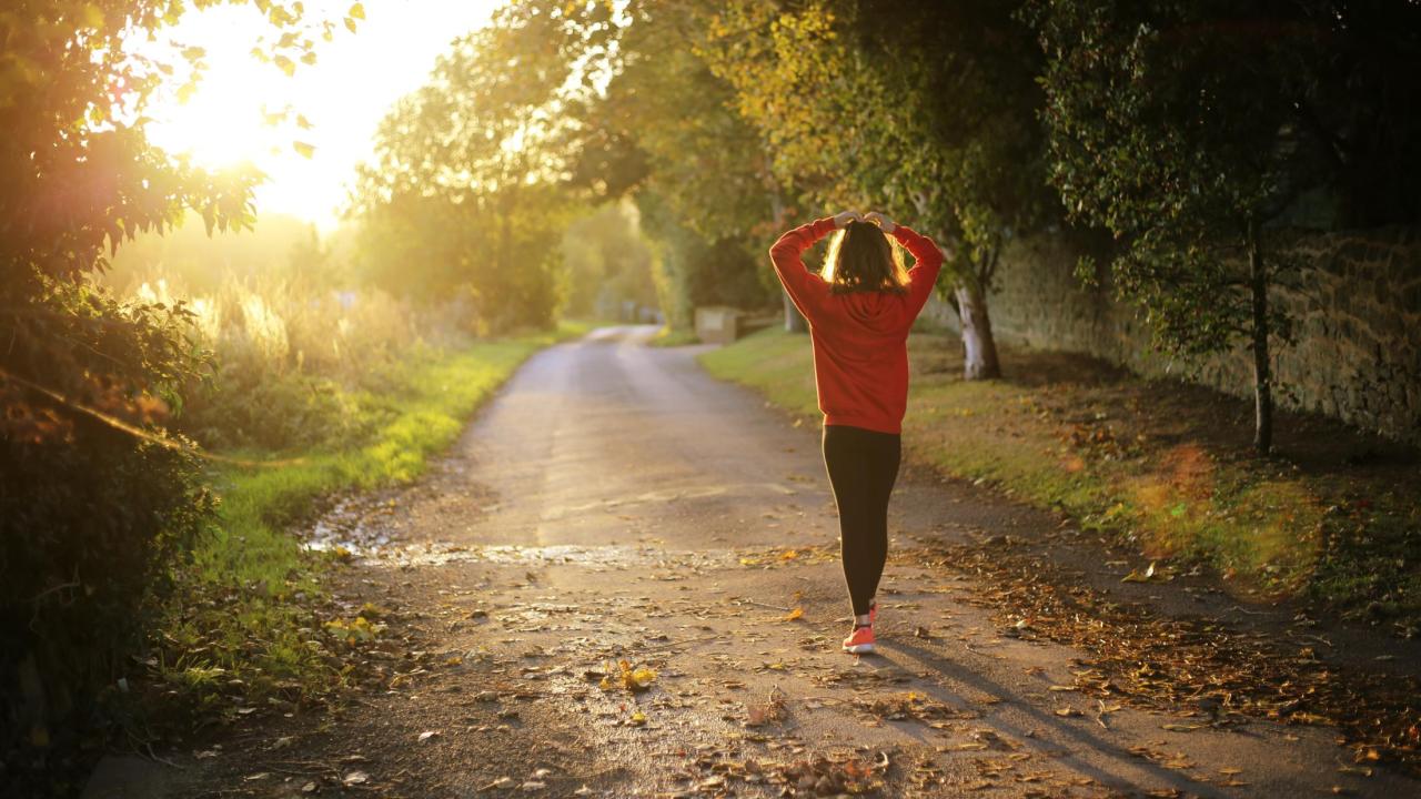 woman walking in the moring