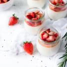 yogurt and diced strawberries 