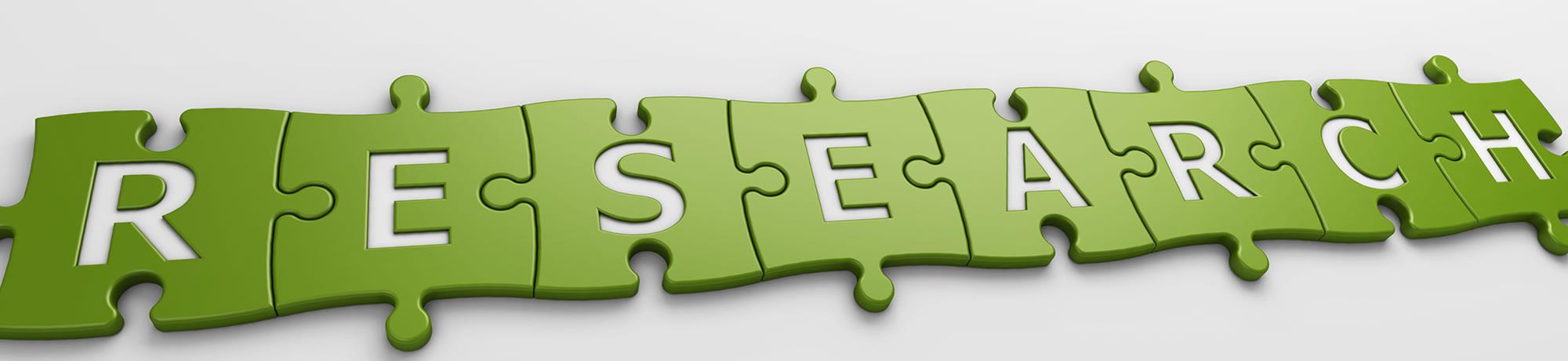 Research puzzle pieces.